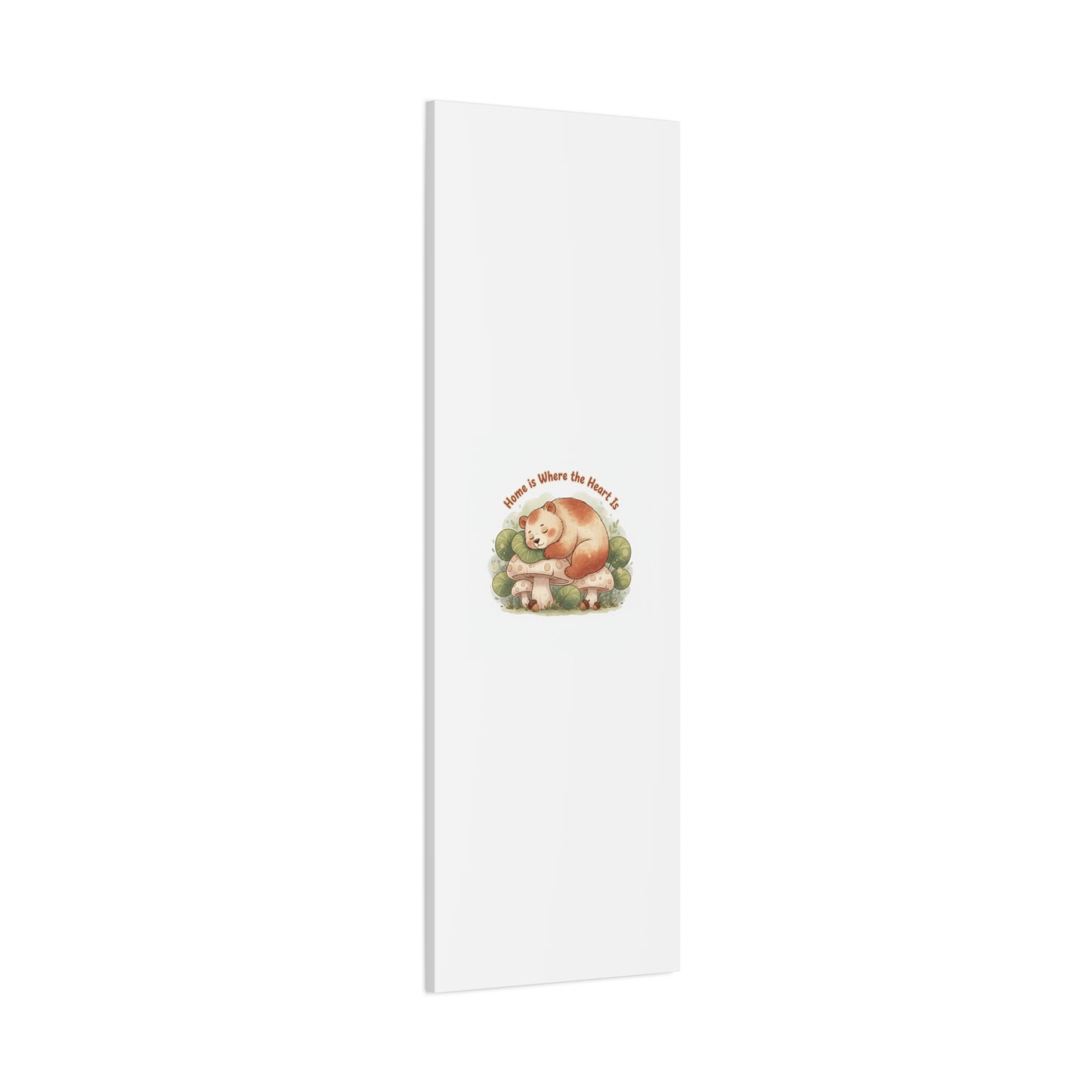 Cozy Sleeping Bear Canvas, winter forest art | cute animal illustration