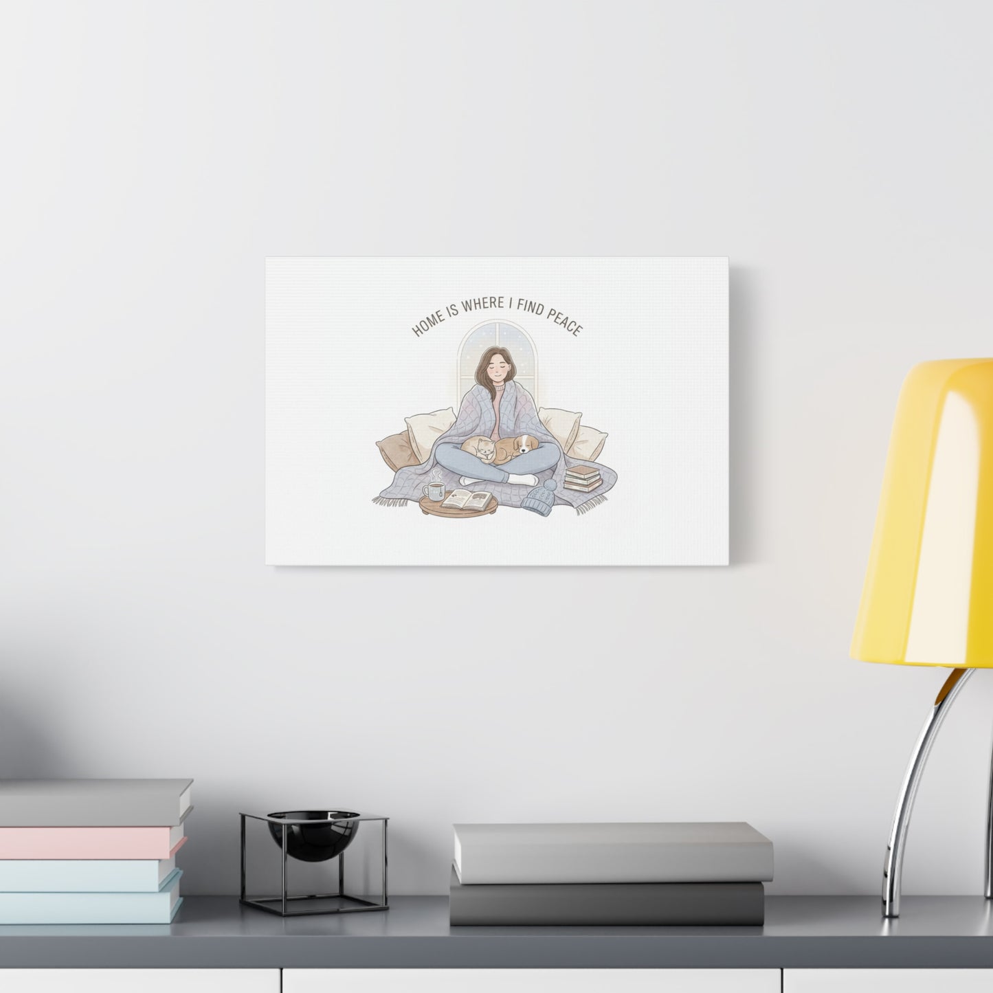 Home Is Where I Find Peace Canvas | Cozy Homebody Wall Art, Introvert Winter