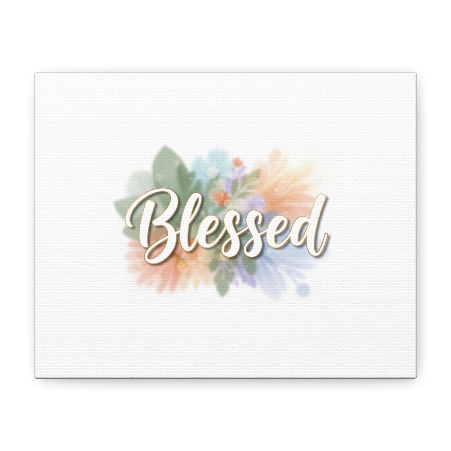 Blessed Floral Script Canvas