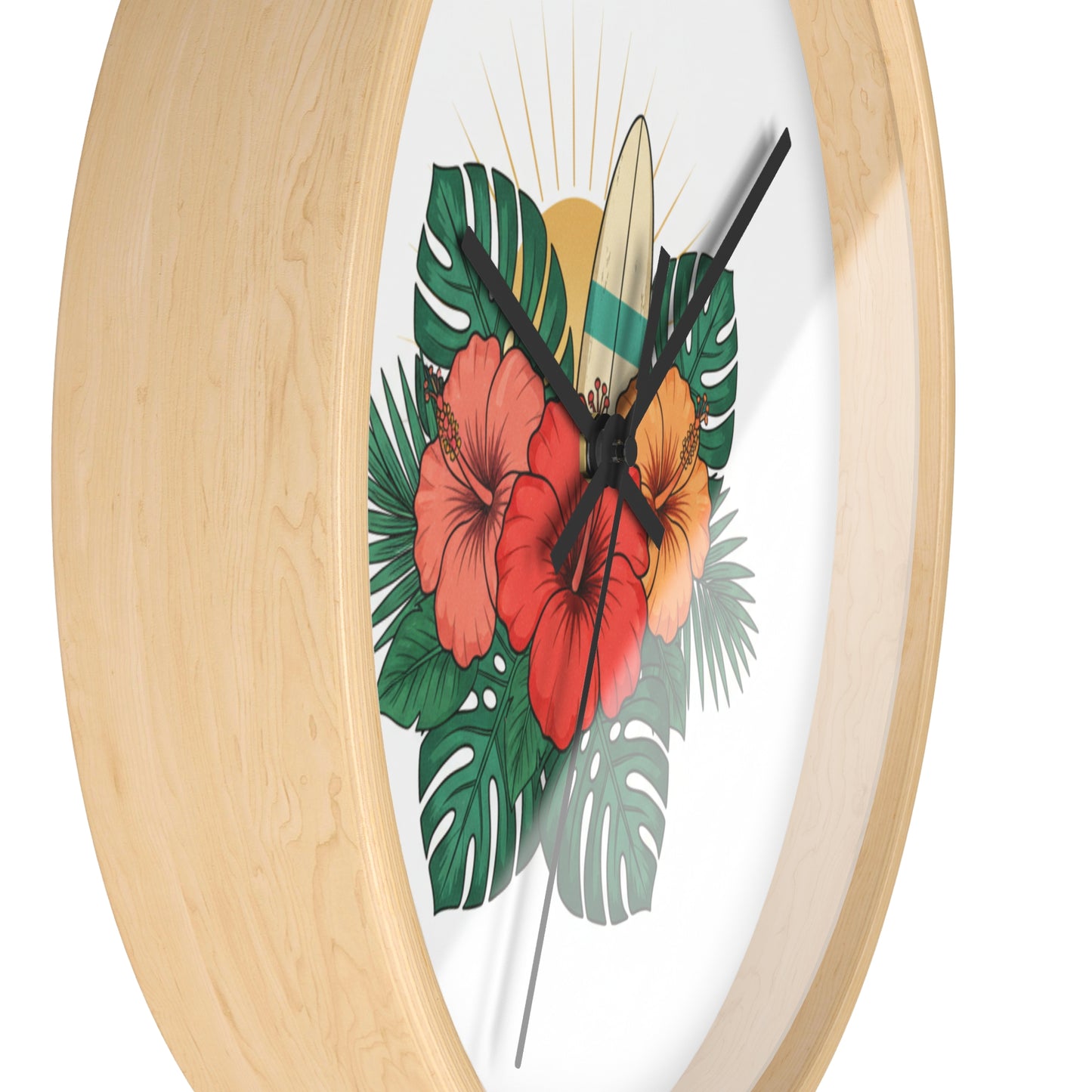 Wall Clock--tropical flowers