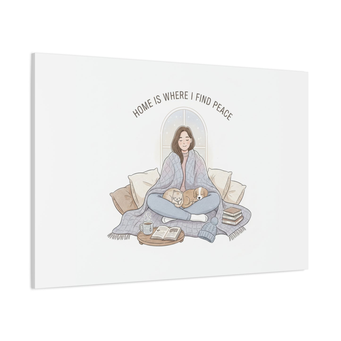 Home Is Where I Find Peace Canvas | Cozy Homebody Wall Art, Introvert Winter