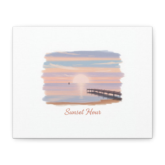 Sunset Hour Canvas, Matte Stretched 1.25" | Minimal Luxe Gold Accent
