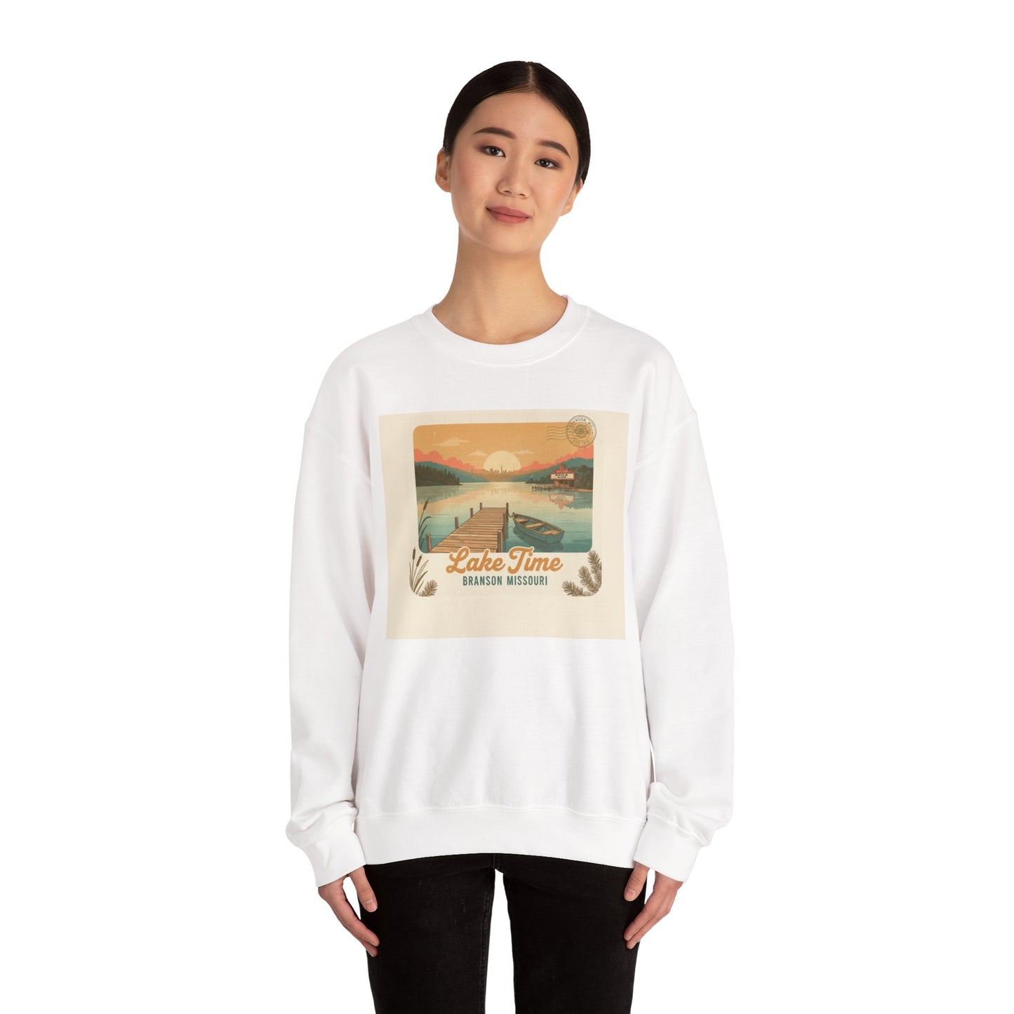 Lake Time vintage postcard sweatshirt