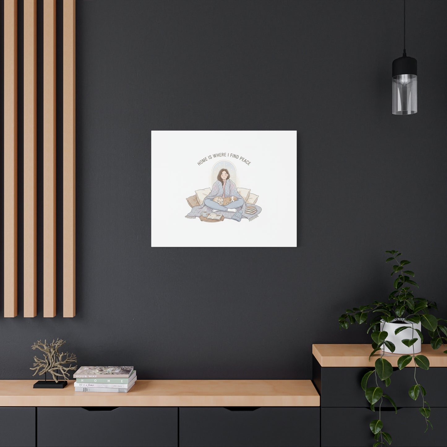 Home Is Where I Find Peace Canvas | Cozy Homebody Wall Art, Introvert Winter
