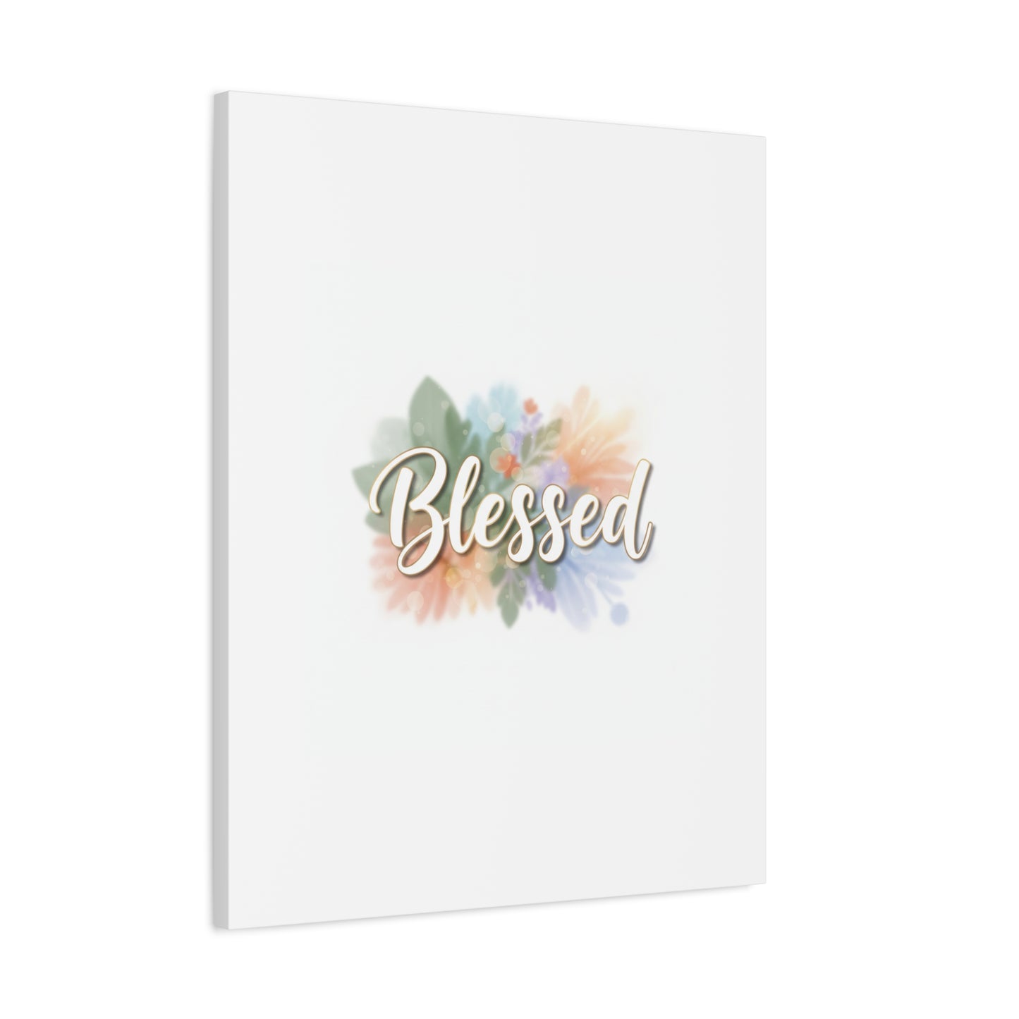 Blessed Floral Script Canvas