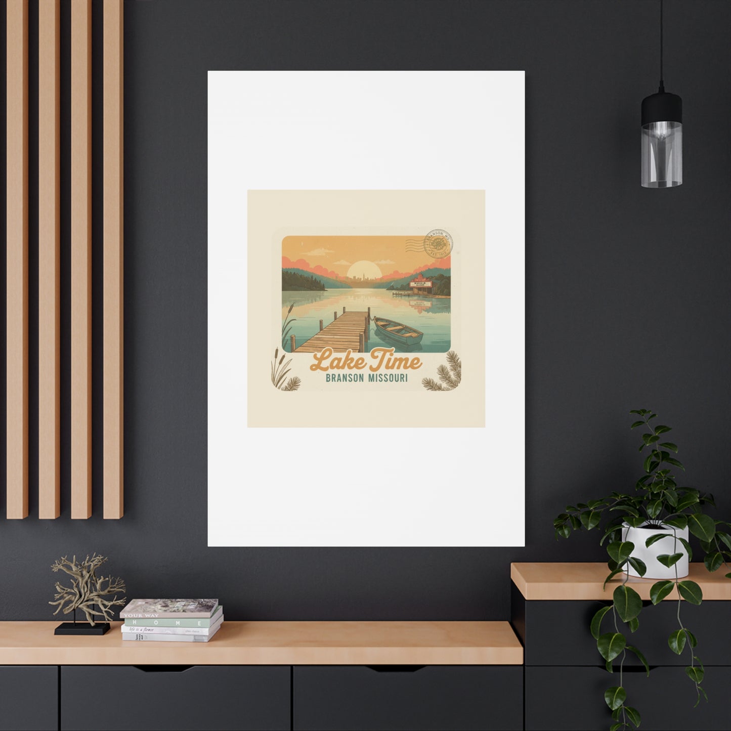 Vintage Postcard Canvas Lake Time Print