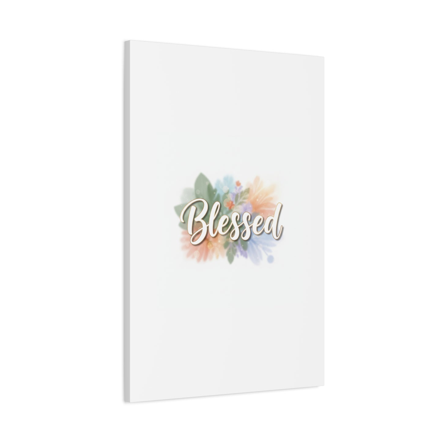 Blessed Floral Script Canvas