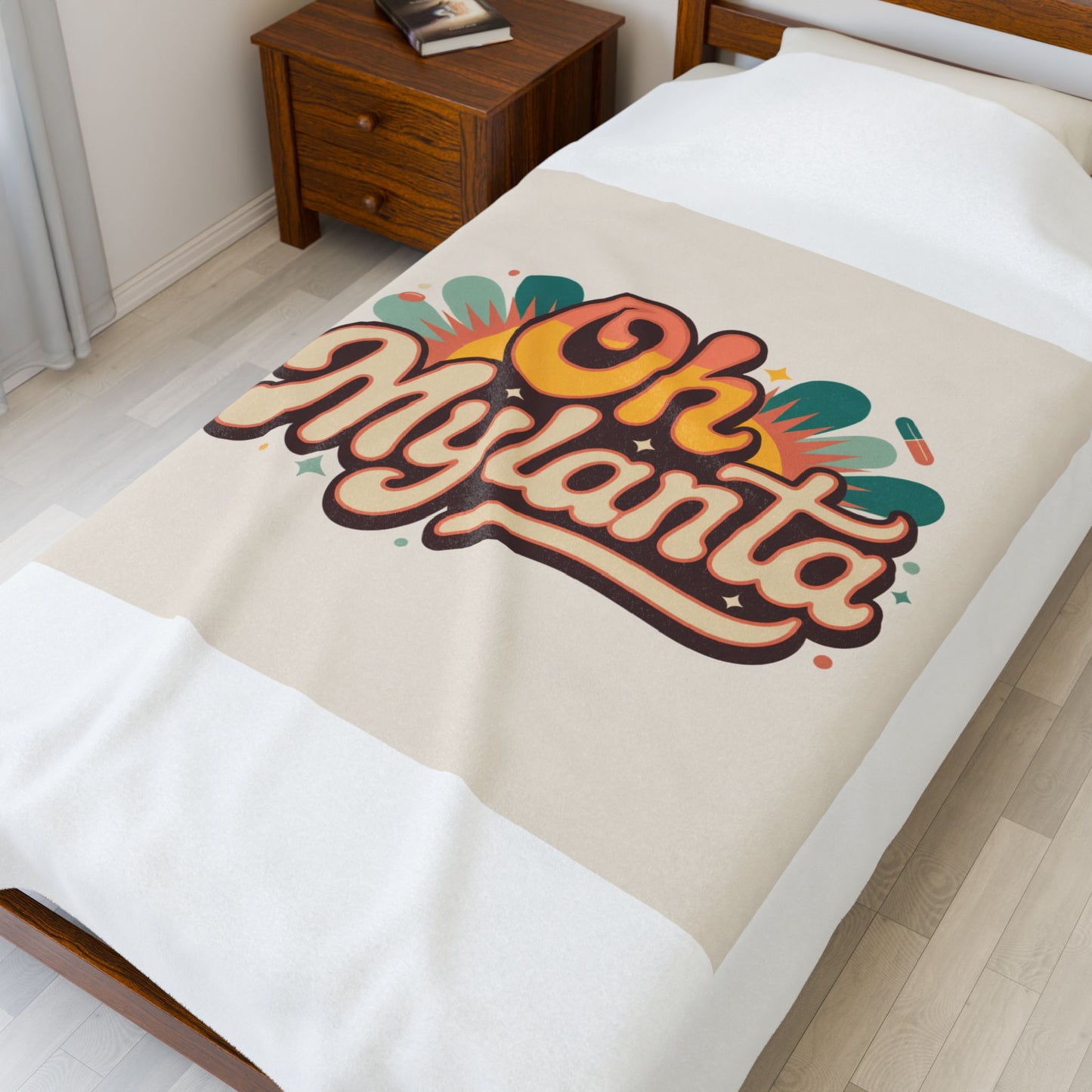Oh Mylanta Retro Script Velveteen Plush Blanket