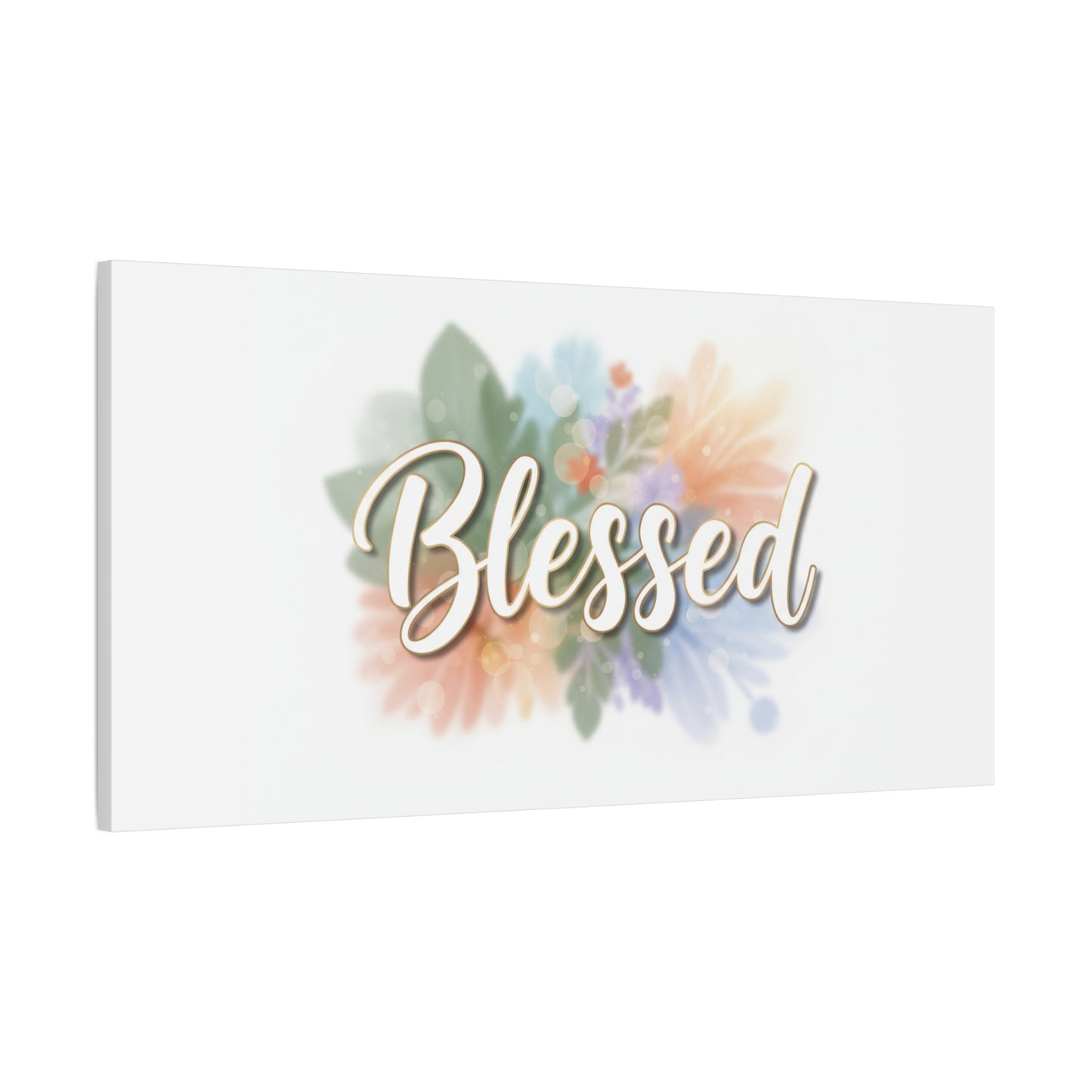 Blessed Floral Script Canvas