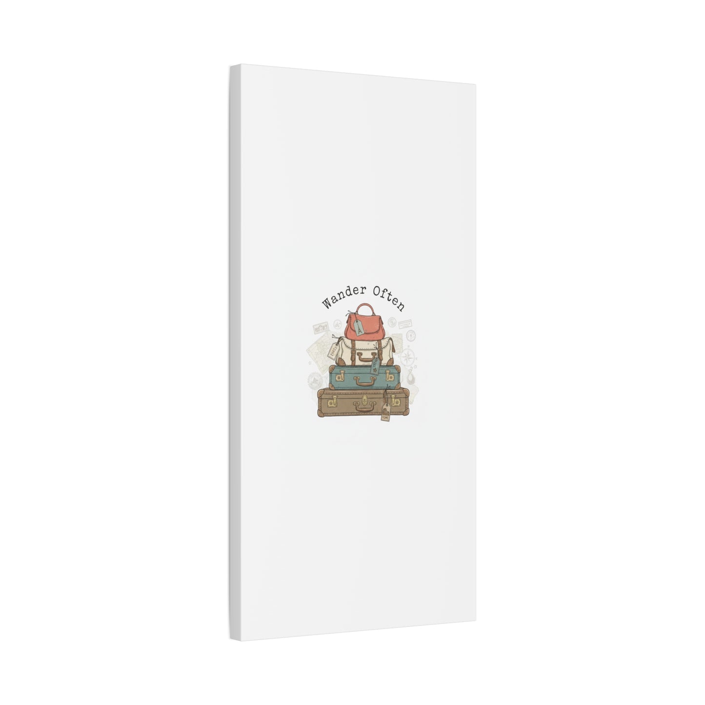 Wander Often Vintage Luggage Stack Canvas, travel stamps | passport stamp wanderlust