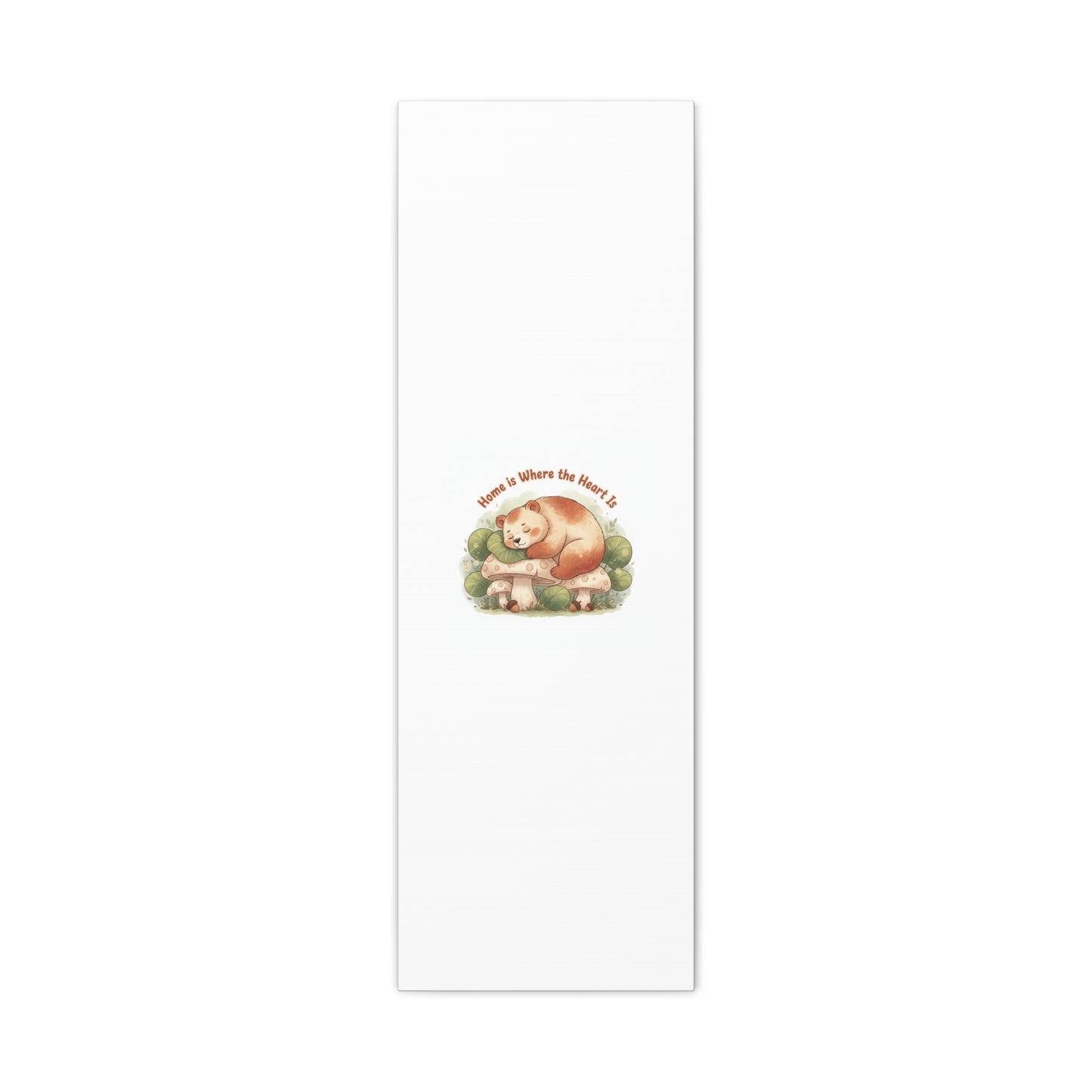 Cozy Sleeping Bear Canvas, winter forest art | cute animal illustration