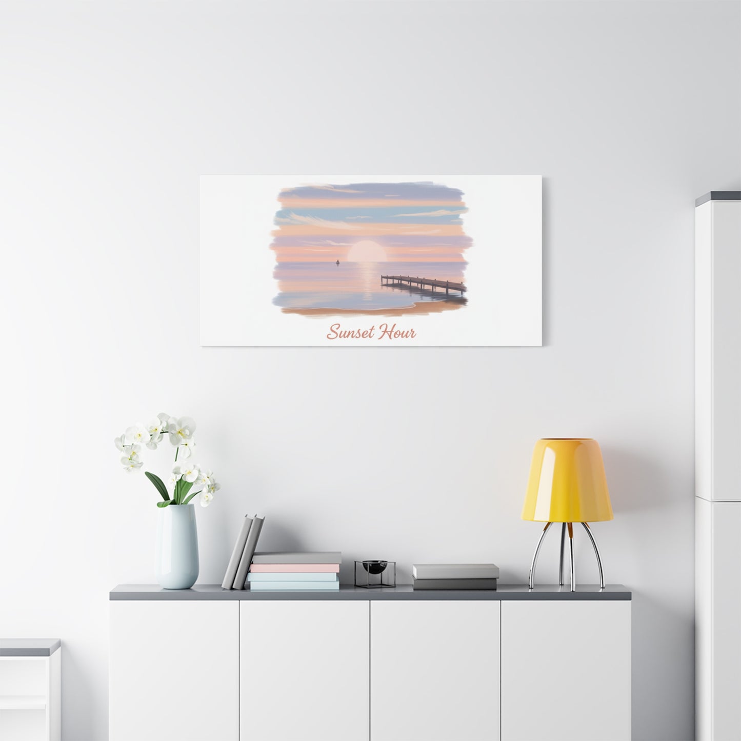 Sunset Hour Canvas, Matte Stretched 1.25" | Minimal Luxe Gold Accent