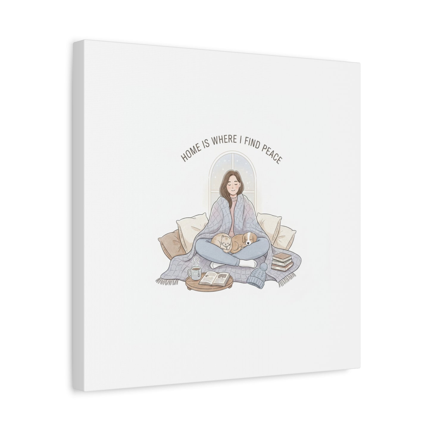Home Is Where I Find Peace Canvas | Cozy Homebody Wall Art, Introvert Winter