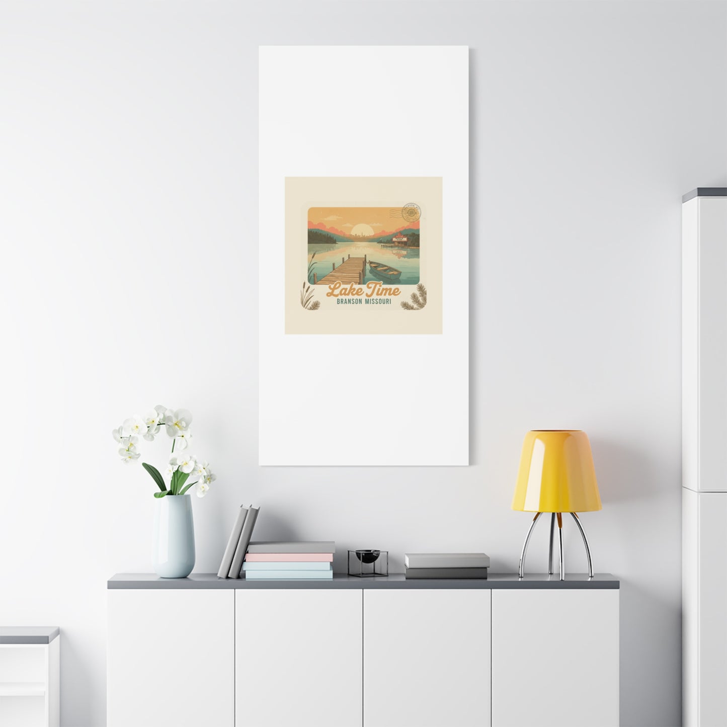 Vintage Postcard Canvas Lake Time Print