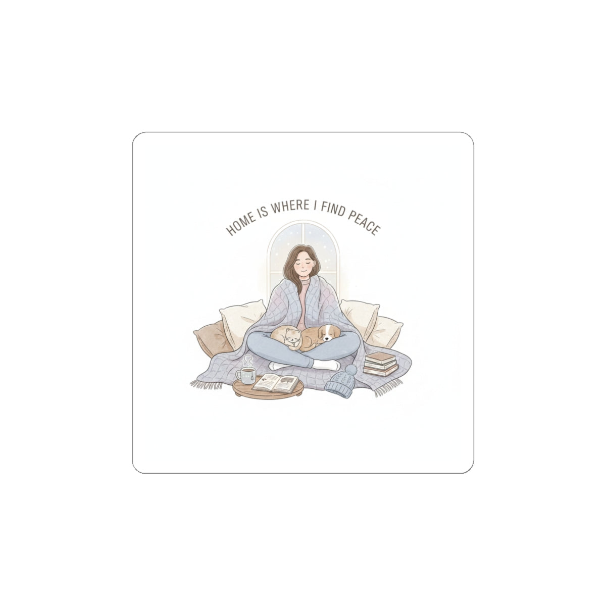 Home Is Where I Find Peace Sticker | Introvert Homebody, Cozy Winter