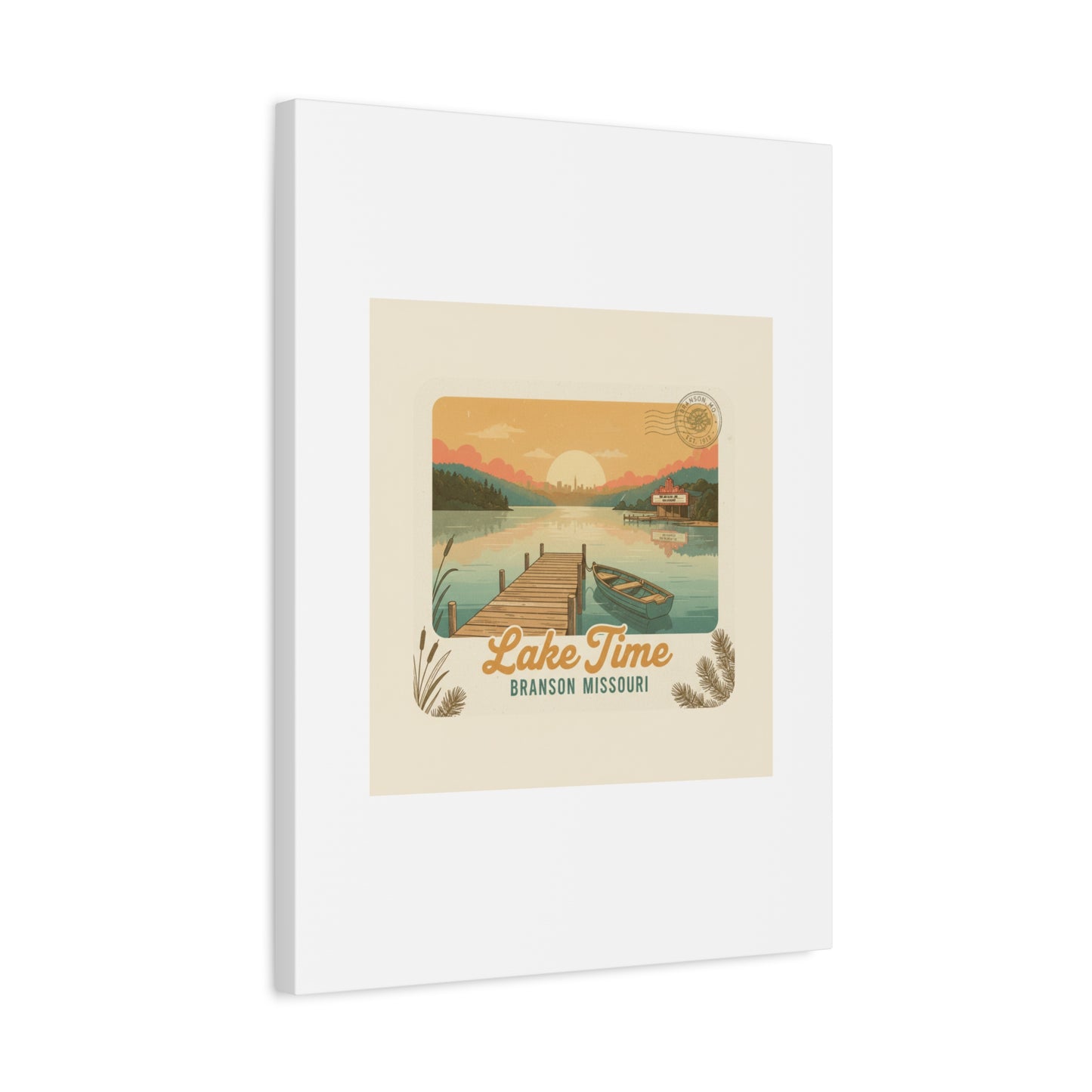 Vintage Postcard Canvas Lake Time Print