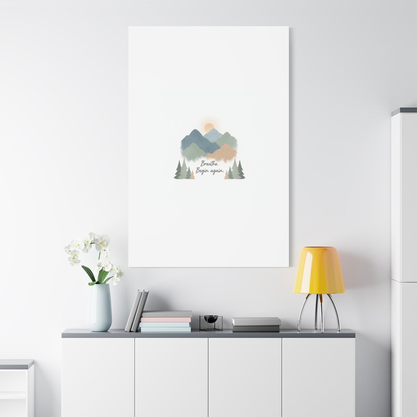 Mountain Print Canvas-breathe and began again-
