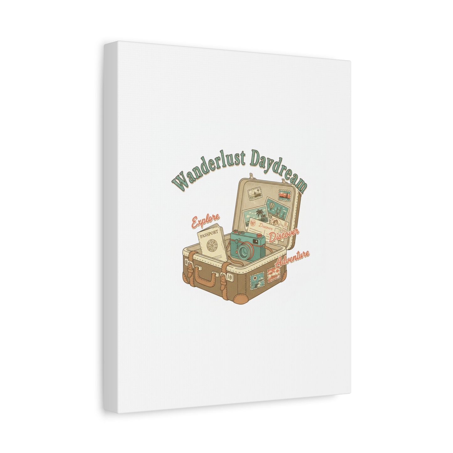 Wanderlust Daydream Travel Postcard Canvas | Retro Travel Stamp Decor
