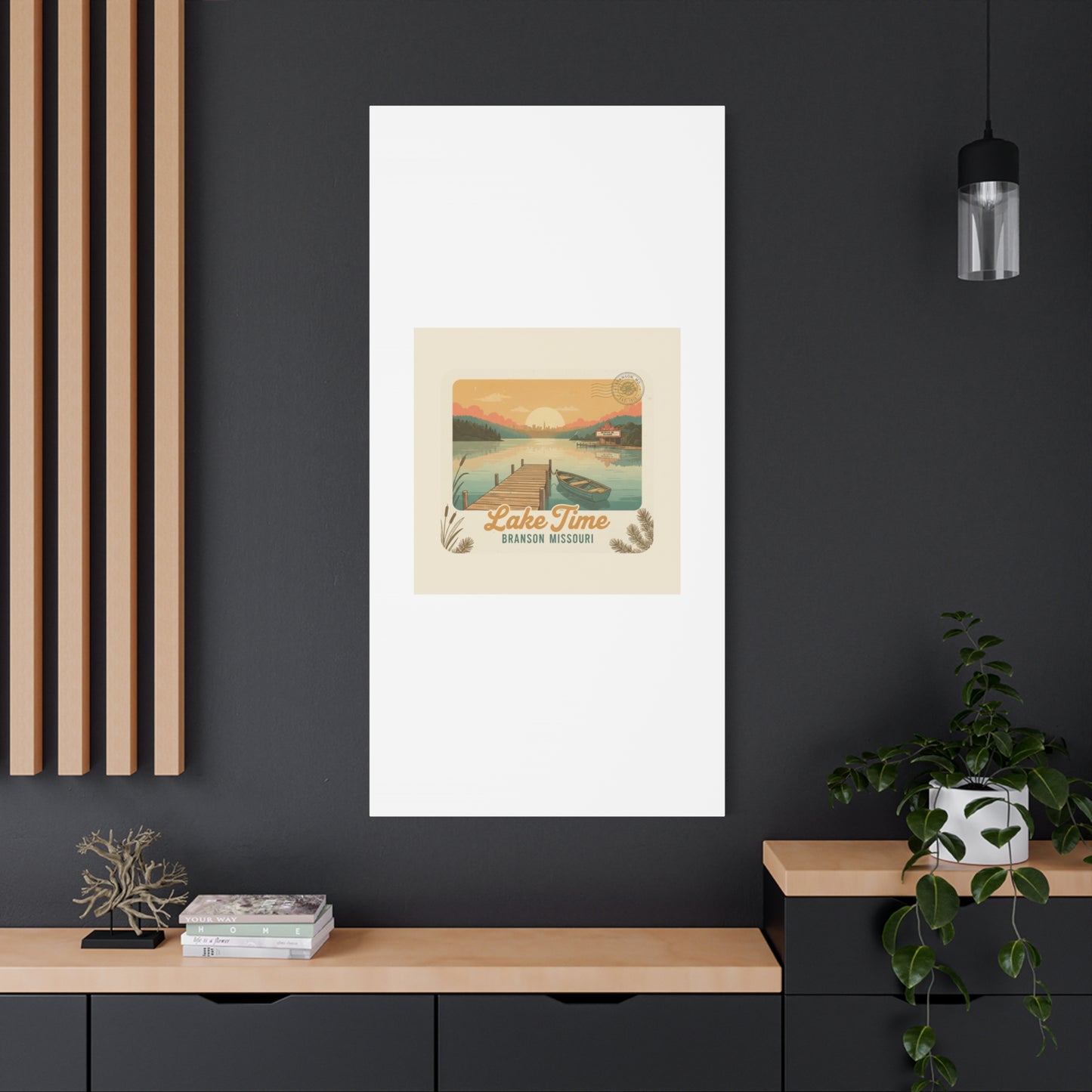 Vintage Postcard Canvas Lake Time Print