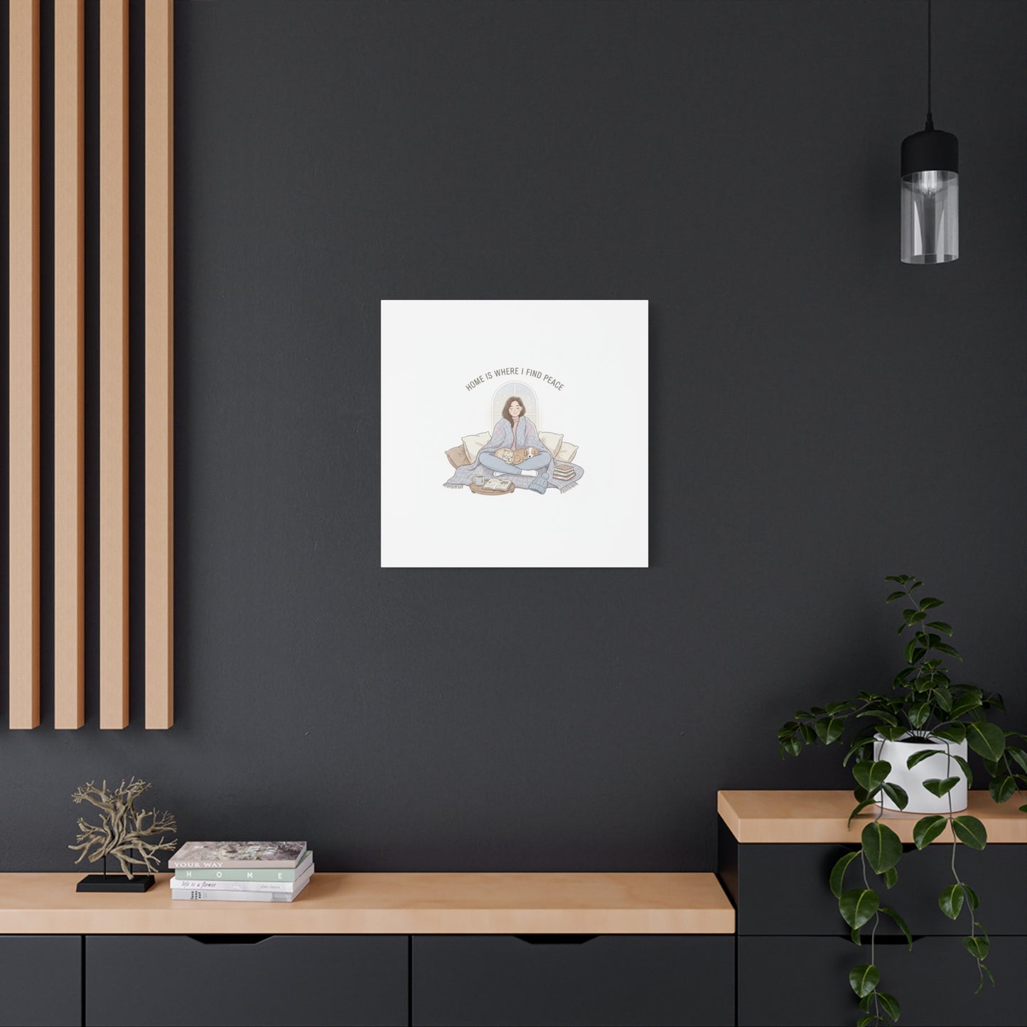 Home Is Where I Find Peace Canvas | Cozy Homebody Wall Art, Introvert Winter