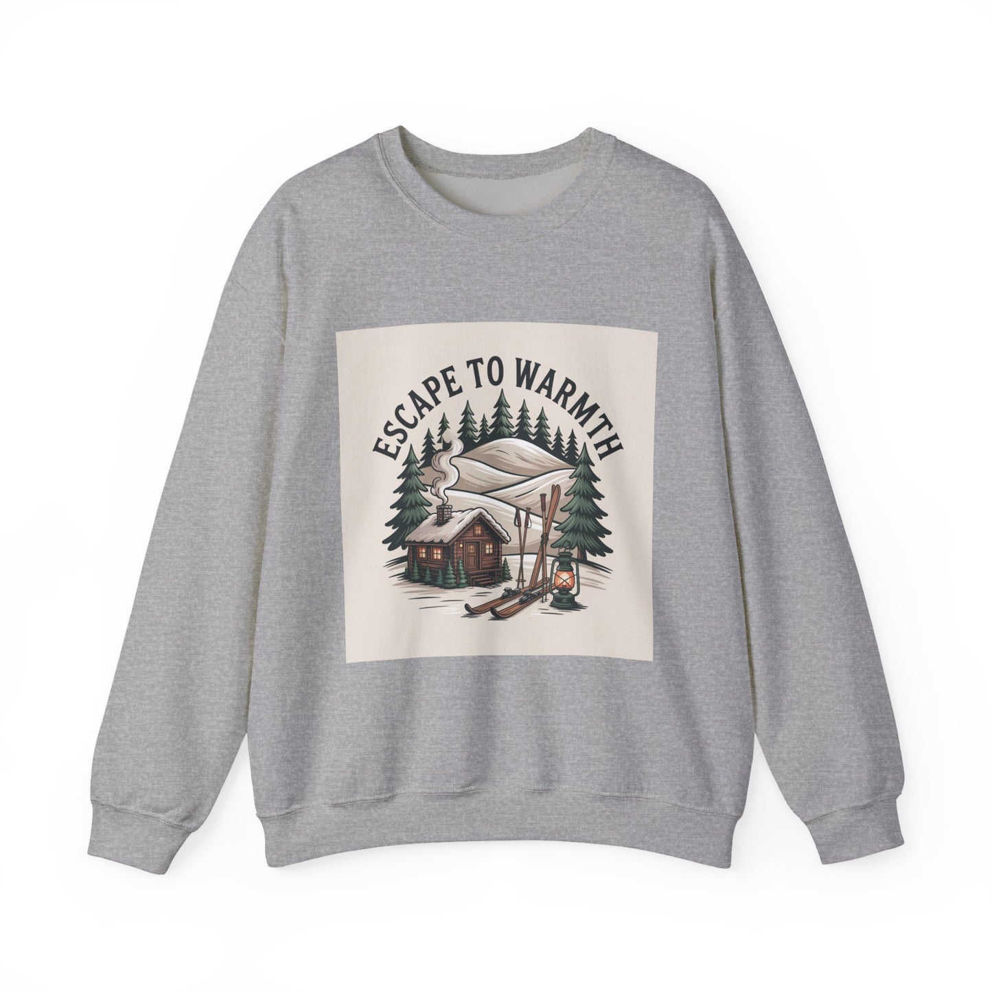 Escape to Warmth Cabin Vibes Sweatshirt | mountain silhouette, pine tree sweatshirt