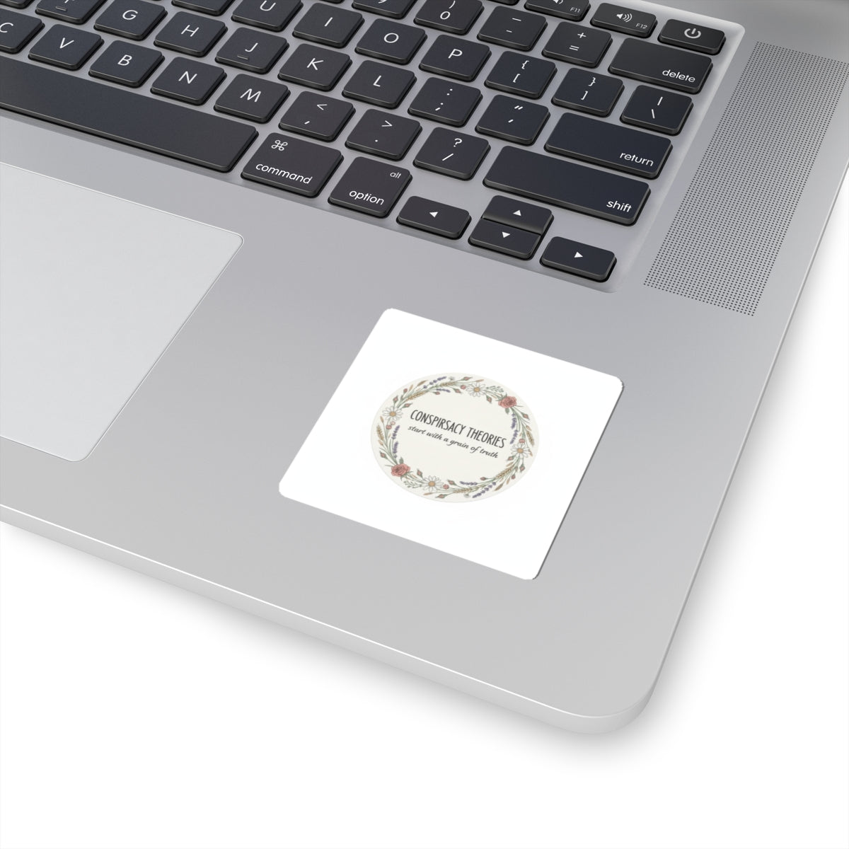 Conspiracy Theories Floral Sticker | Minimal Luxe Gold Accents