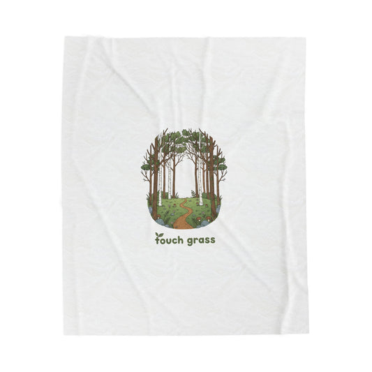 touch grass woodland scene Velveteen Blanket, goblincore mushroom aesthetic