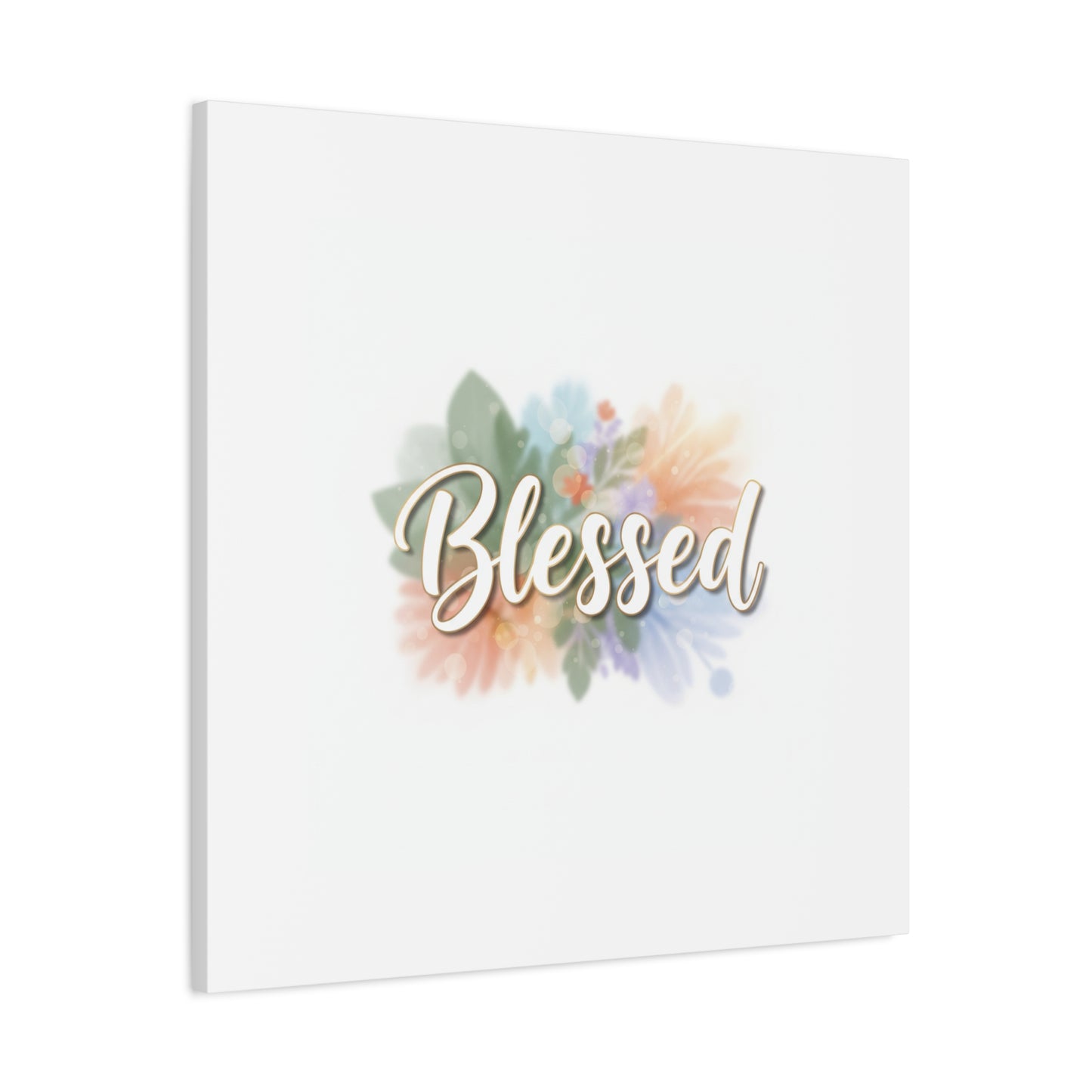 Blessed Floral Script Canvas