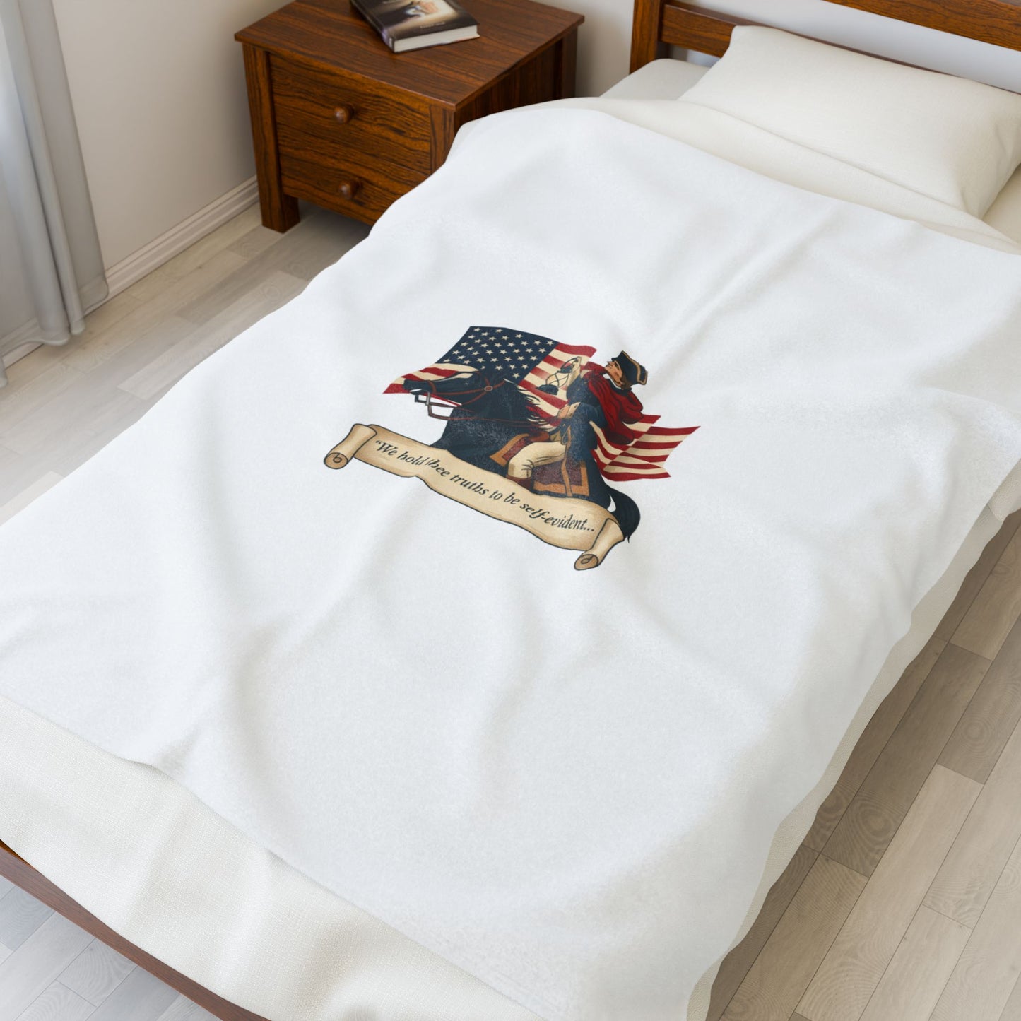 Patriotic Rider Illustration Velveteen Plush Blanket | nature vibes, minimal