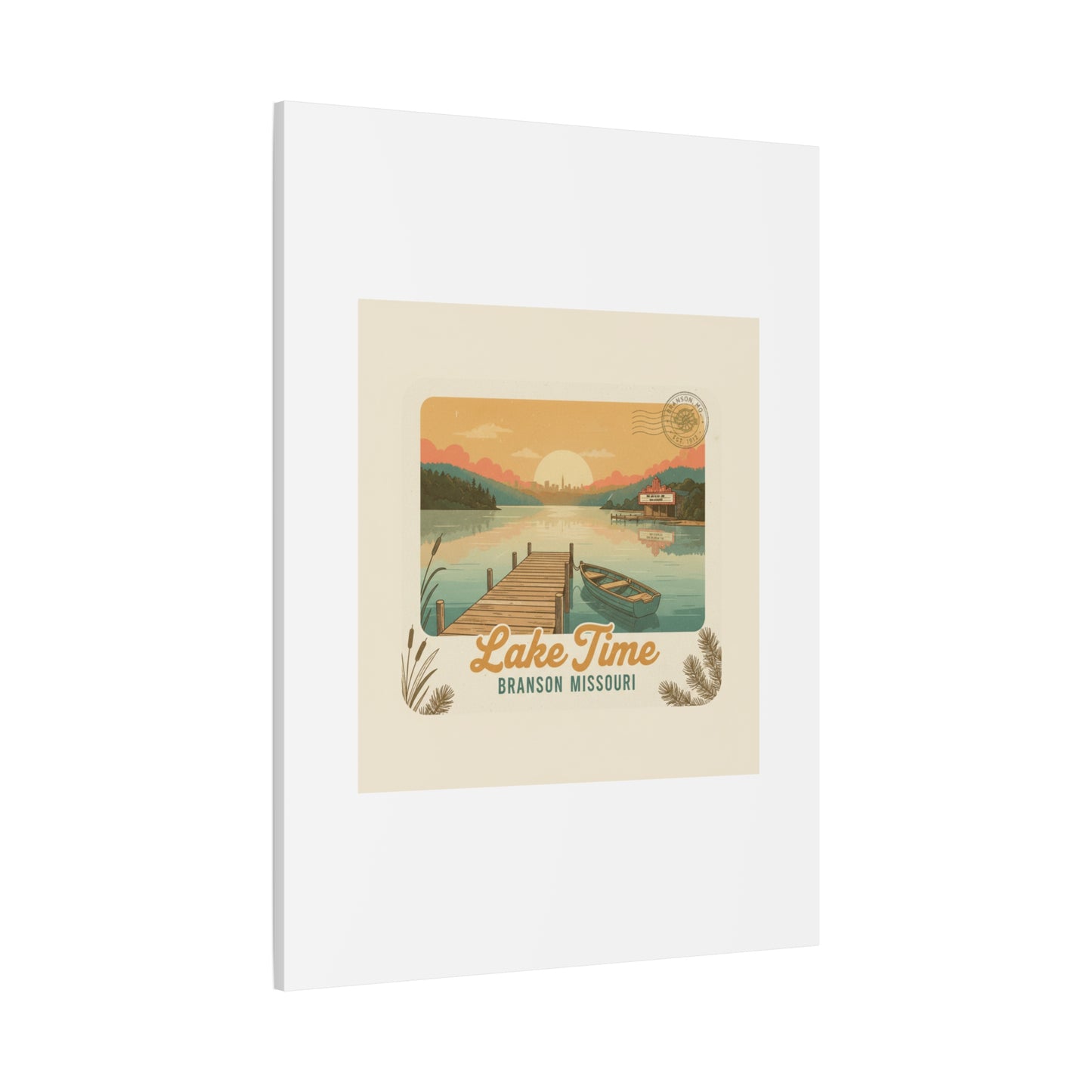 Vintage Postcard Canvas Lake Time Print