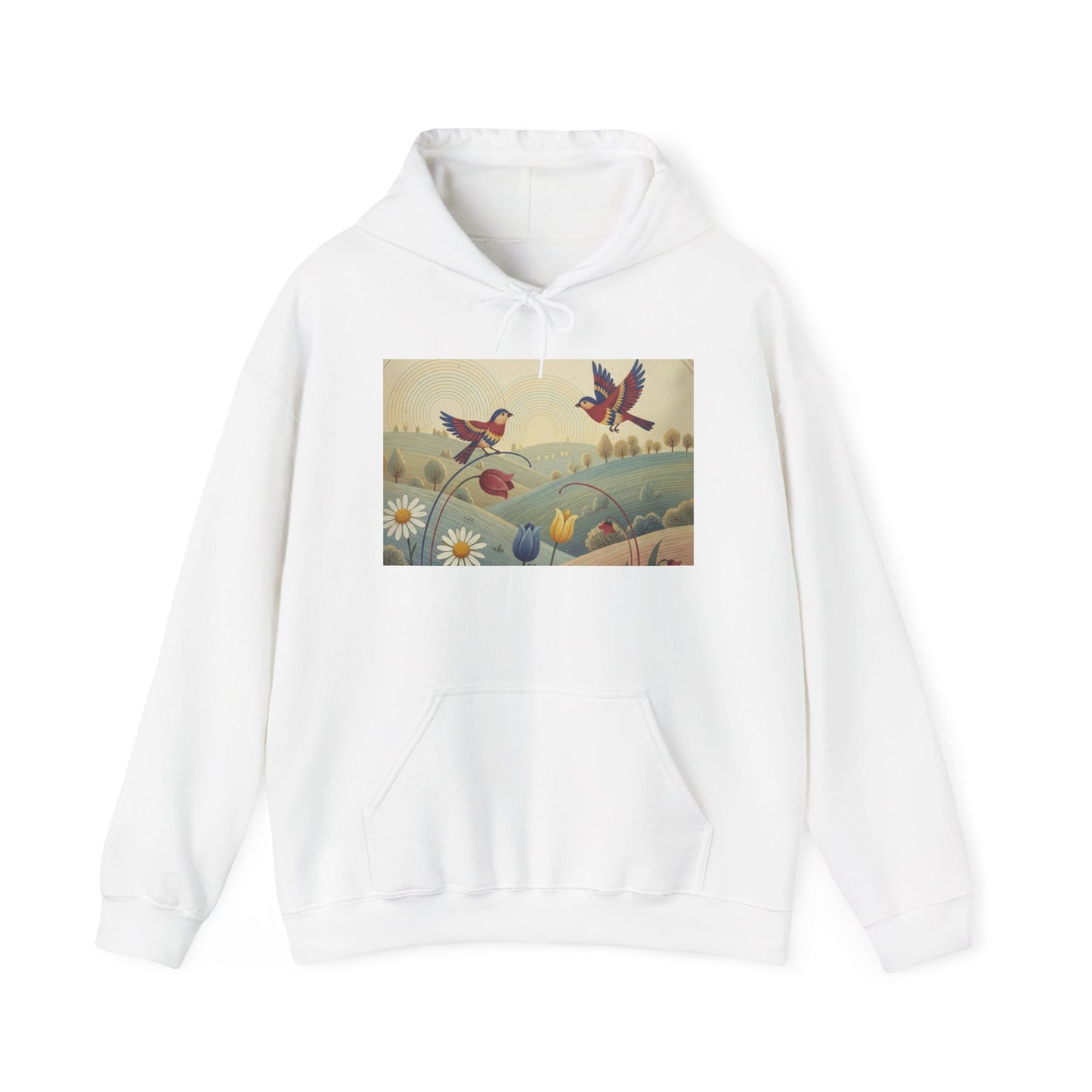 Spring flower and bird Unisex Heavy Blend™ Hooded Sweatshirt