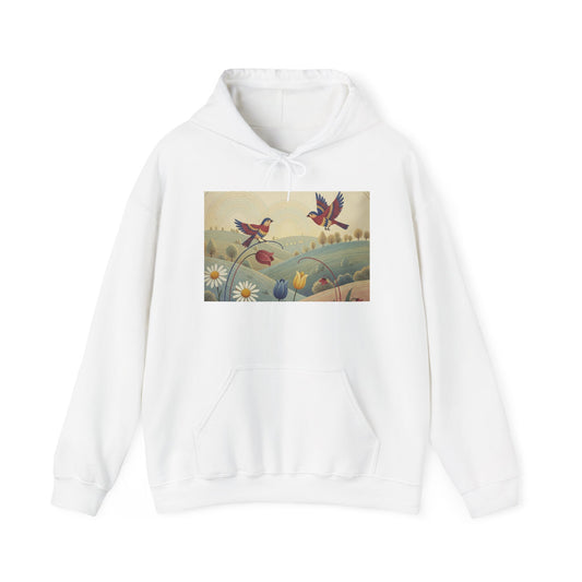 Spring flower and bird Unisex Heavy Blend™ Hooded Sweatshirt