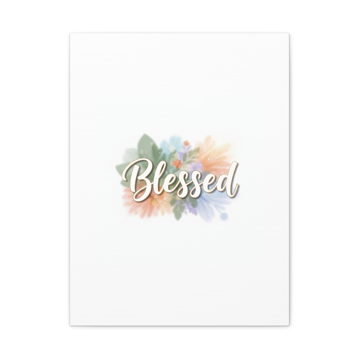 Blessed Floral Script Canvas