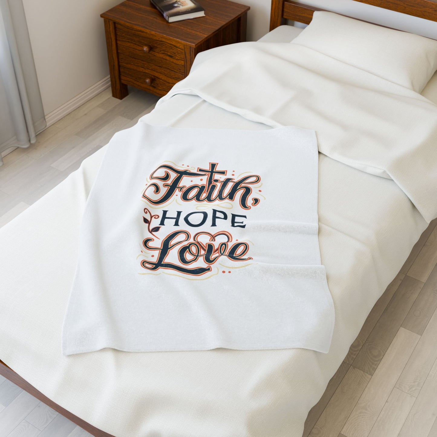 'Faith Hope Love' Velveteen Plush Blanket