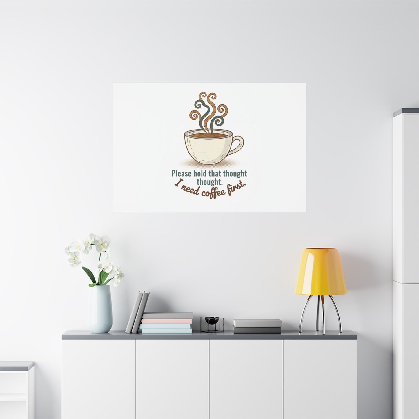 I Need Coffee First Canvas | Coffee Lover Wall Art, Cozy Drink Decor