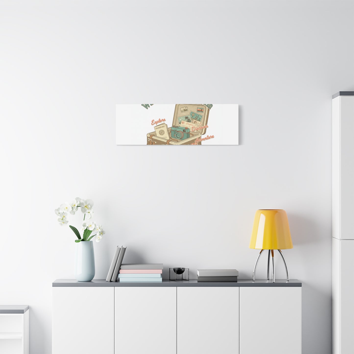 Wanderlust Daydream Travel Postcard Canvas | Retro Travel Stamp Decor