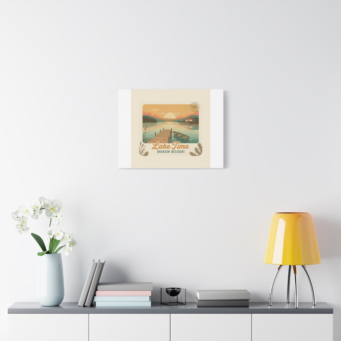 Vintage Postcard Canvas Lake Time Print
