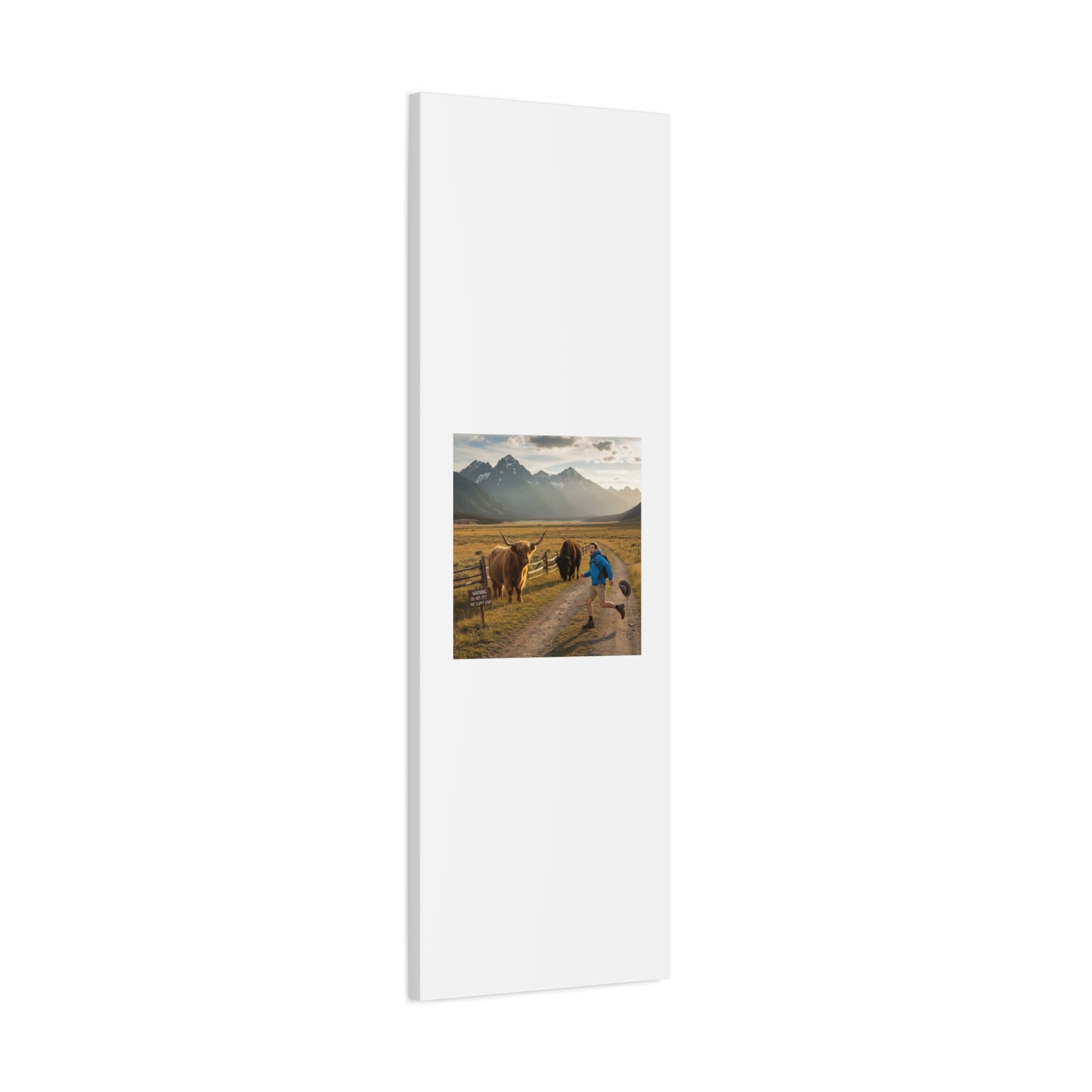 Chased by a Buffalo Canvas | wholesome sarcasm print, soft humor wall art