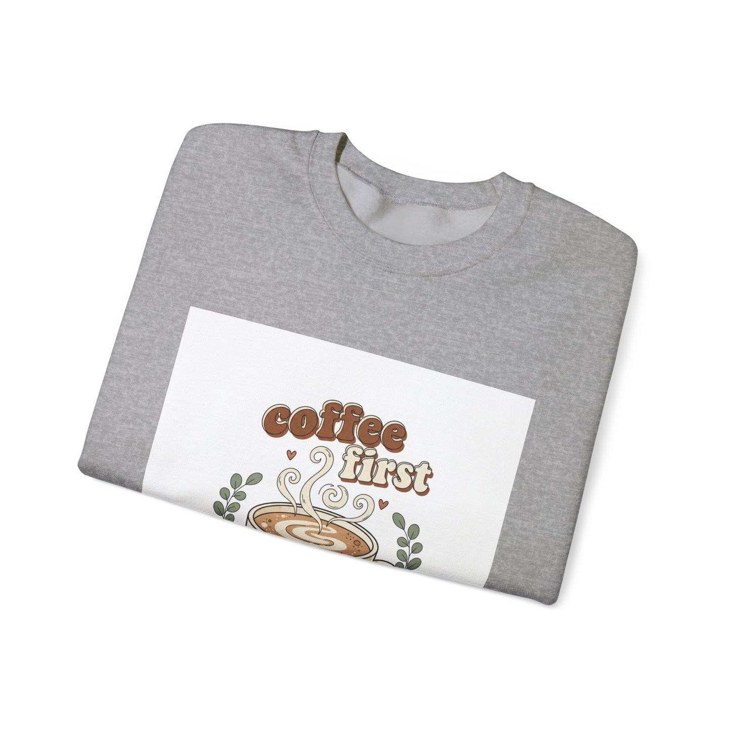 coffee first Crewneck Sweatshirt, coffee aesthetic, latte art design