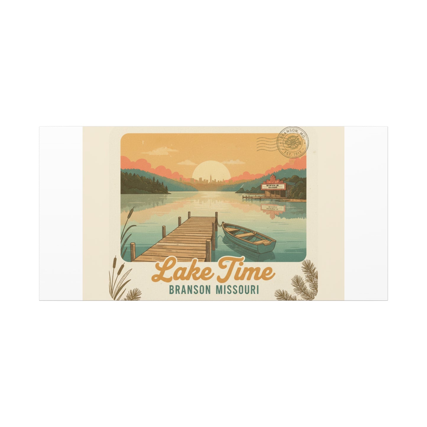 Vintage Postcard Canvas Lake Time Print