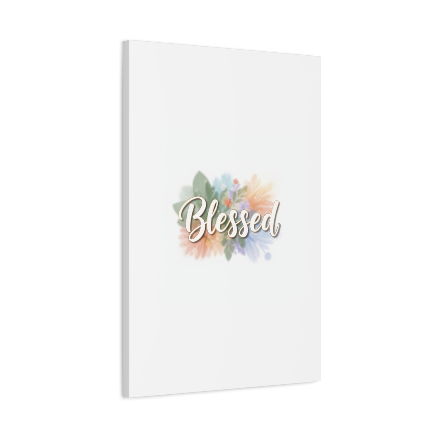 Blessed Floral Script Canvas