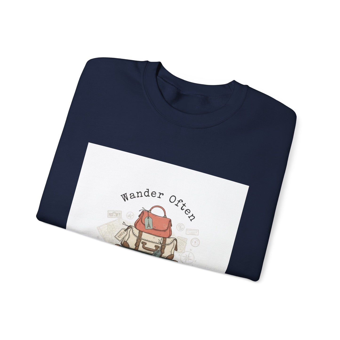 Wander Often vintage luggage stamp Sweatshirt | travel stamps, postcard vintage