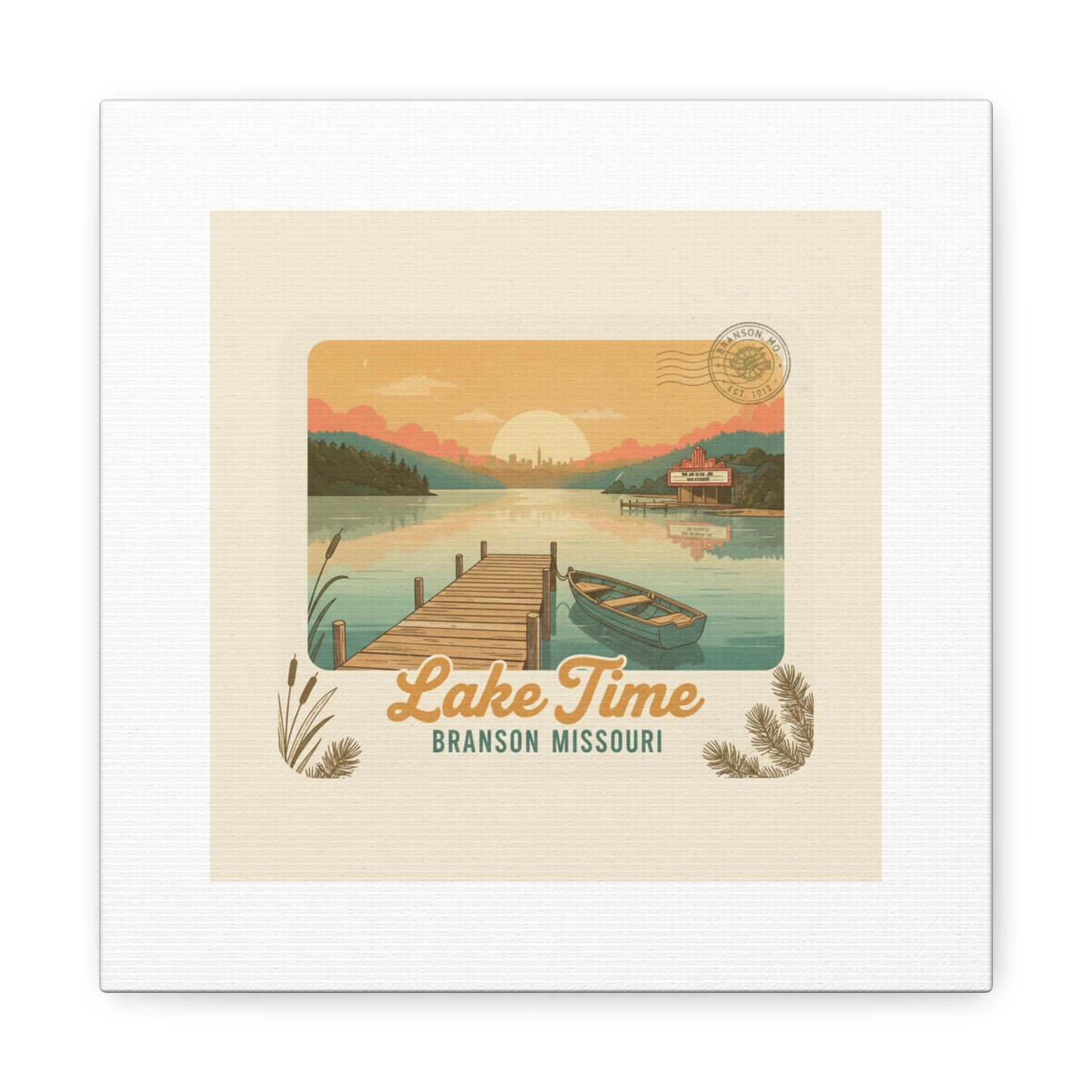 Vintage Postcard Canvas Lake Time Print