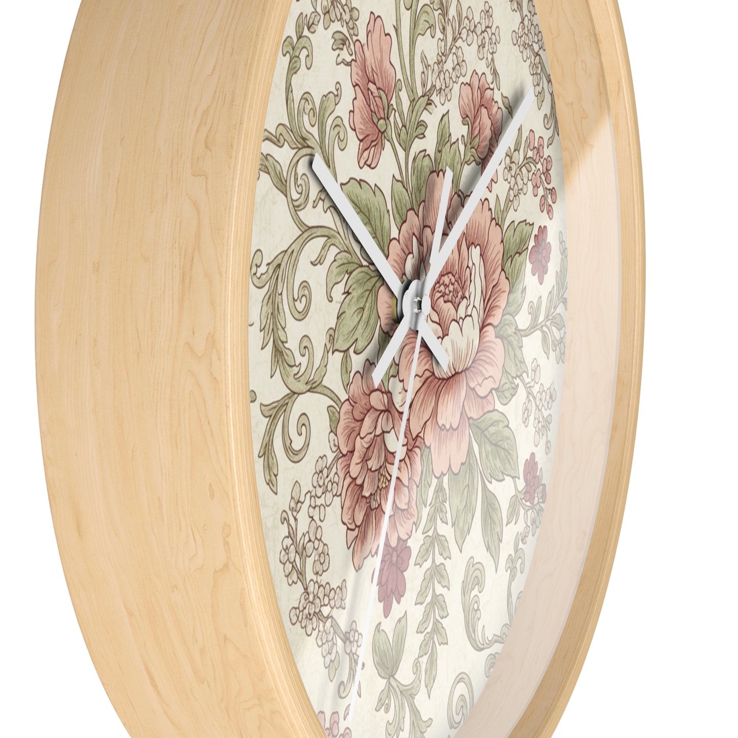 Vintage Floral Wall Clock — Shabby Chic Rose Garden Timepiece