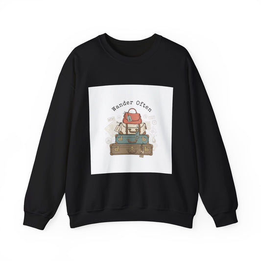 Wander Often vintage luggage stamp Sweatshirt | travel stamps, postcard vintage
