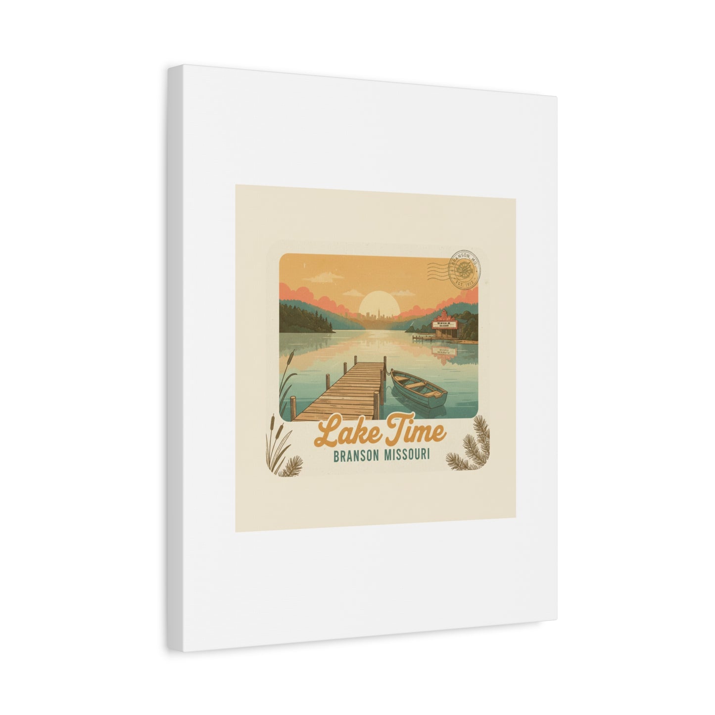 Vintage Postcard Canvas Lake Time Print