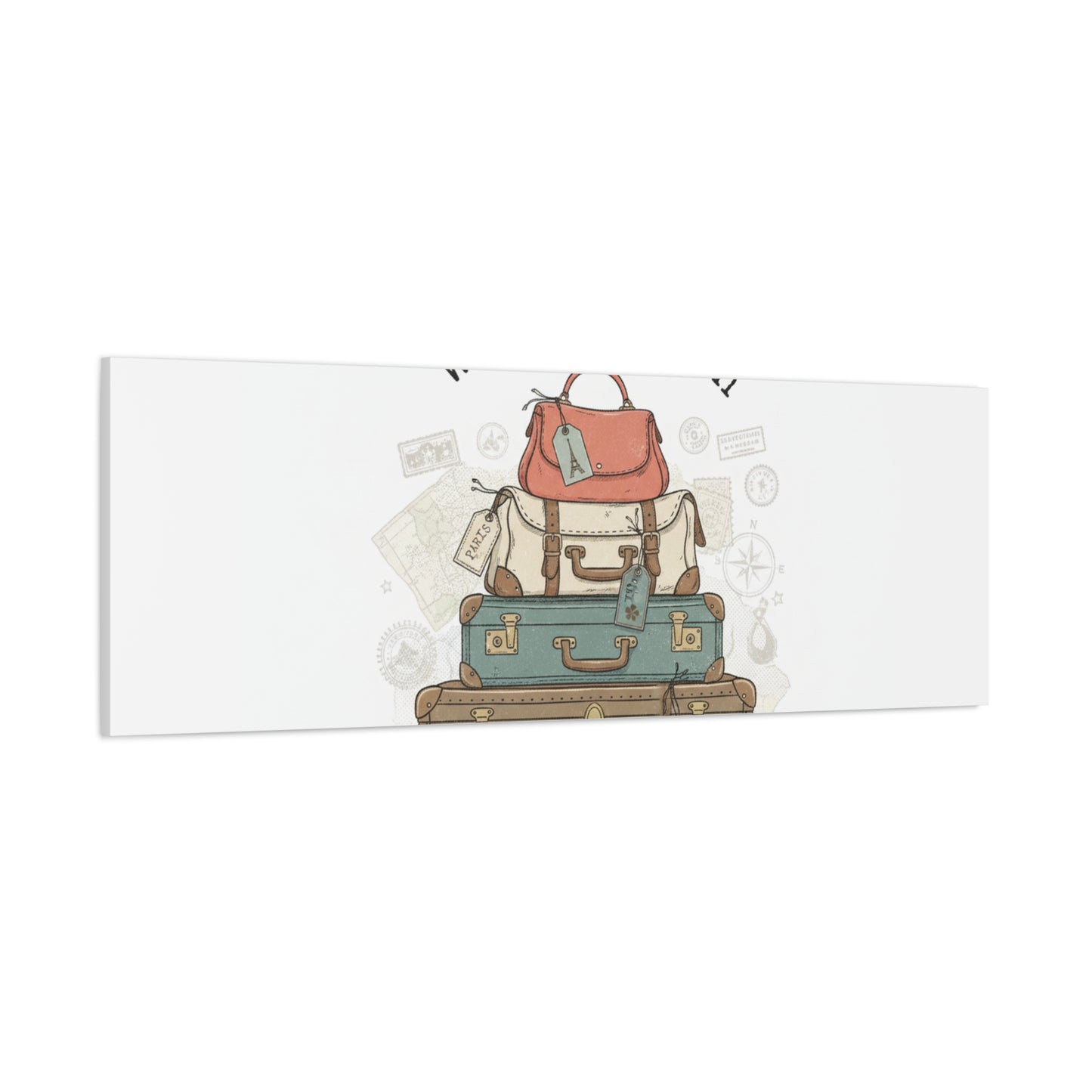 Wander Often Vintage Luggage Stack Canvas, travel stamps | passport stamp wanderlust