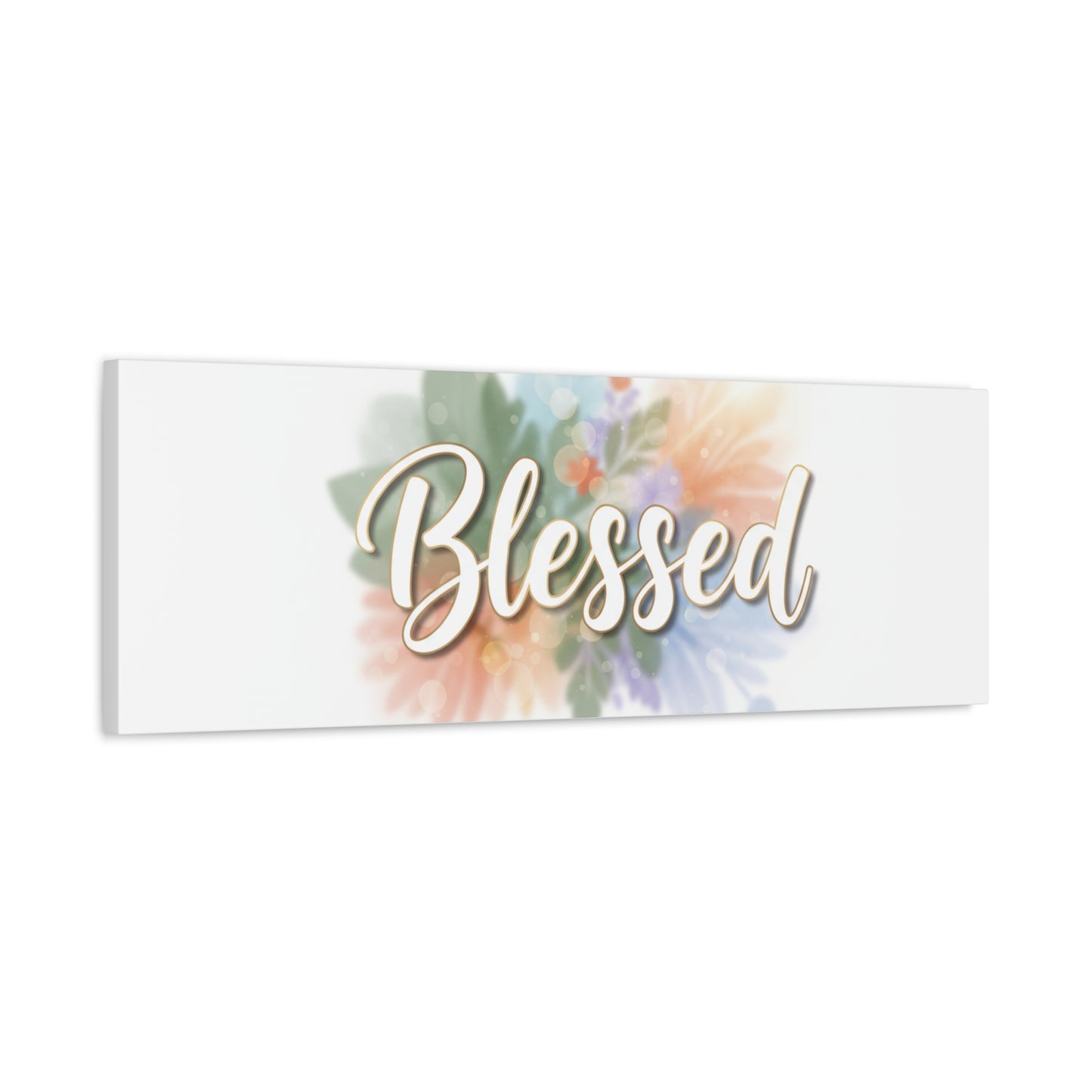 Blessed Floral Script Canvas