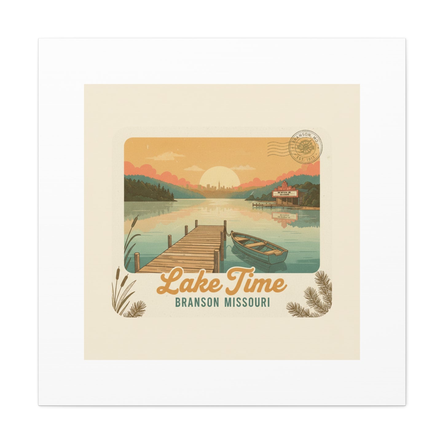 Vintage Postcard Canvas Lake Time Print