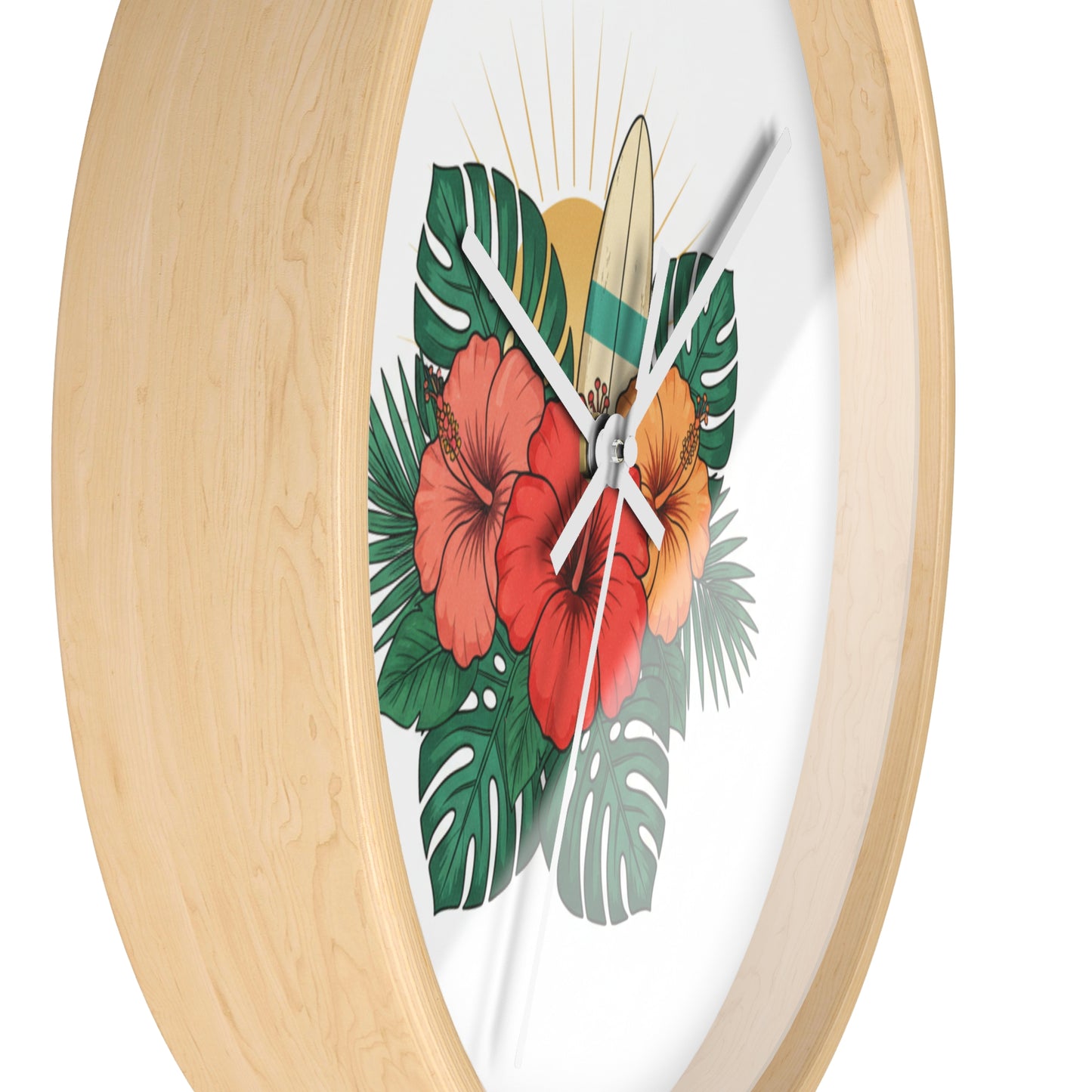 Wall Clock--tropical flowers